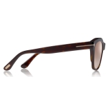 Tom Ford - Lauren Sunglasses - Occhiali da Sole Quadrati in Acetato - Avana Scuro - FT0614 - Occhiali da Sole - Tom Ford Eyewear