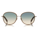 Tom Ford - Georgia Sunglasses - Round Metal Sunglasses - Blonde Leather Wrap - FT0498L - Sunglasses - Tom Ford Eyewear