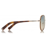 Tom Ford - Georgia Sunglasses - Round Metal Sunglasses - Blonde Leather Wrap - FT0498L - Sunglasses - Tom Ford Eyewear