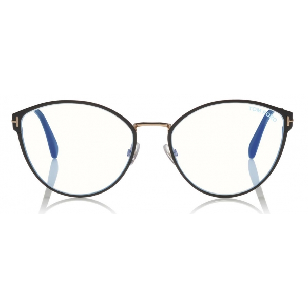 Tom Ford - Blue Block Optical Glasses - Occhiali Rotondi in Metallo - Nero - FT5573-B - Occhiali da Vista - Tom Ford Eyewear