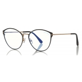 Tom Ford - Blue Block Optical Glasses - Occhiali Rotondi in Metallo - Nero - FT5573-B - Occhiali da Vista - Tom Ford Eyewear