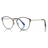 Tom Ford - Blue Block Optical Glasses - Round Metal Optical Glasses - Black - FT5573-B - Optical Glasses - Tom Ford Eyewear