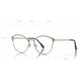 Tom Ford - Blue Block Optical Glasses - Occhiali Rotondi in Metallo - Carbone - FT5573-B - Occhiali da Vista - Tom Ford Eyewear