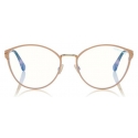 Tom Ford - Blue Block Optical Glasses - Occhiali Rotondi in Metallo - Rosa - FT5573-B - Occhiali da Vista - Tom Ford Eyewear