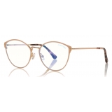 Tom Ford - Blue Block Optical Glasses - Round Metal Optical Glasses - Pink - FT5573-B - Optical Glasses - Tom Ford Eyewear