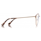 Tom Ford - Blue Block Optical Glasses - Occhiali Rotondi in Metallo - Rosa - FT5573-B - Occhiali da Vista - Tom Ford Eyewear