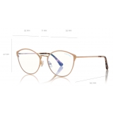 Tom Ford - Blue Block Optical Glasses - Occhiali Rotondi in Metallo - Rosa - FT5573-B - Occhiali da Vista - Tom Ford Eyewear