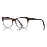 Tom Ford - Square Optical Glasses - Occhiali Quadrati in Acetato - Avana Rossa - FT5424 - Occhiali da Vista - Tom Ford Eyewear