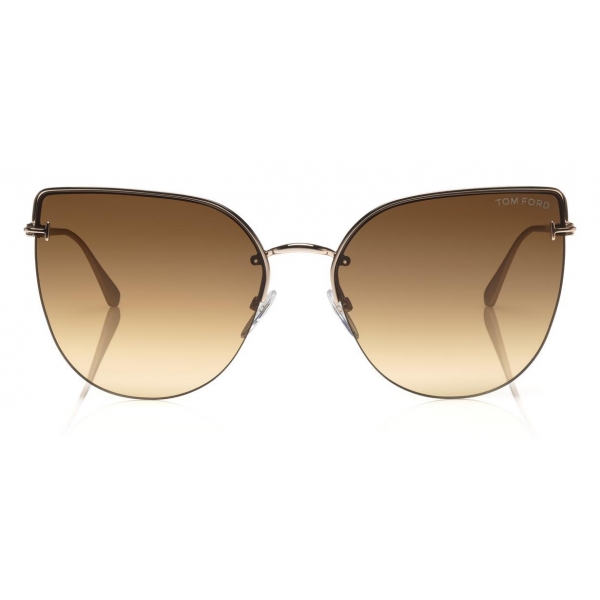 Tom Ford - Ingrid Sunglasses - Cat-Eye Metal Sunglasses - Rose Gold Brown - FT0652 - Sunglasses - Tom Ford Eyewear