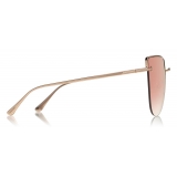 Tom Ford - Ingrid Sunglasses - Occhiali Cat-Eye in Metallo - Oro Rosa Rosa - FT0652 - Occhiali da Sole - Tom Ford Eyewear