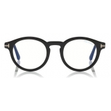 Tom Ford - Blue Block Optical Glasses - Occhiali Rotondi in Acetato - Nero - FT5529-B - Occhiali da Vista - Tom Ford Eyewear