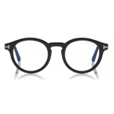 Tom Ford - Blue Block Optical Glasses - Round Acetate Optical Glasses - Black - FT5529-B - Optical Glasses - Tom Ford Eyewear