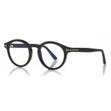 Tom Ford - Blue Block Optical Glasses - Occhiali Rotondi in Acetato - Nero - FT5529-B - Occhiali da Vista - Tom Ford Eyewear