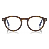 Tom Ford - Blue Block Optical Glasses - Occhiali Rotondi - Avana Scuro - FT5529-B - Occhiali da Vista - Tom Ford Eyewear