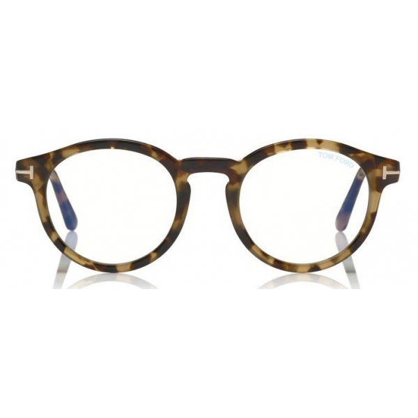 Tom Ford - Blue Block Optical Glasses - Round Optical Glasses - Light Havana - FT5529-B - Optical Glasses - Tom Ford Eyewear