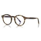 Tom Ford - Blue Block Optical Glasses - Round Optical Glasses - Light Havana - FT5529-B - Optical Glasses - Tom Ford Eyewear