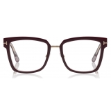 Tom Ford - Large Optical Glasses - Occhiali Quadrati in Acetato - Vino - FT5507 - Occhiali da Vista - Tom Ford Eyewear