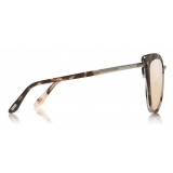 Tom Ford - Simona Sunglasses - Occhiali Cat-Eye in Acetato - Avana Scuro Argento - FT0717 - Occhiali da Sole - Tom Ford Eyewear