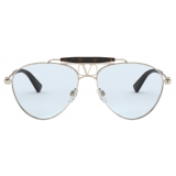 Valentino - VLOGO Pilot Metal Frame Glasses - Gold - Valentino Eyewear