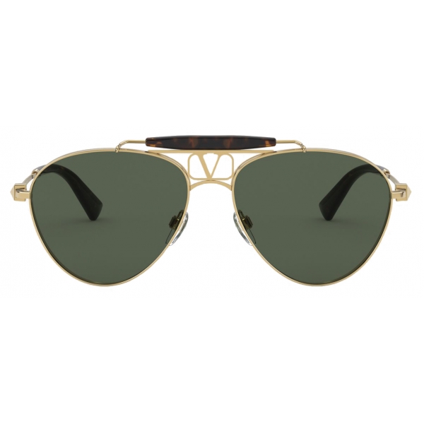 Valentino - VLOGO Pilot Metal Frame Glasses - Gold Black - Valentino Eyewear