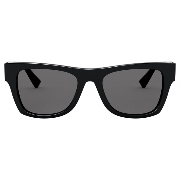 Valentino - Rectangular Frame Acetate Sunglasses VLOGO - Black - Valentino Eyewear