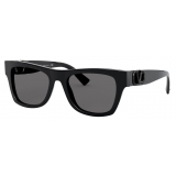 Valentino - Rectangular Frame Acetate Sunglasses VLOGO - Black - Valentino Eyewear