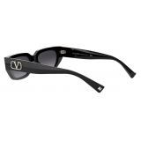Valentino - Occhiale da Sole Squadrato in Acetato VLOGO - Nero - Valentino Eyewear