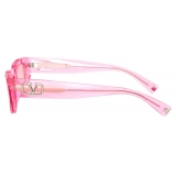 Valentino - Square Frame Acetate Sunglasses VLOGO - Pink - Valentino Eyewear