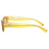 Valentino - Square Frame Acetate Sunglasses VLOGO - Yellow - Valentino Eyewear