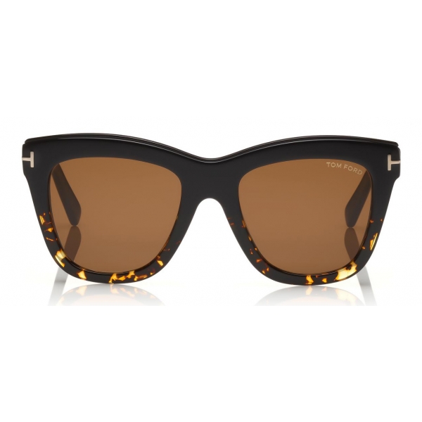 Tom Ford - Julie Sunglasses - Occhiali da Sole Quadrati in Acetato - Nero Havana - FT0685 - Occhiali da Sole - Tom Ford Eyewear
