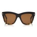 Tom Ford - Julie Sunglasses - Occhiali da Sole Quadrati in Acetato - Nero Havana - FT0685 - Occhiali da Sole - Tom Ford Eyewear