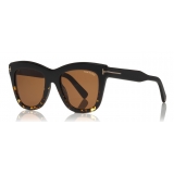 Tom Ford - Julie Sunglasses - Occhiali da Sole Quadrati in Acetato - Nero Havana - FT0685 - Occhiali da Sole - Tom Ford Eyewear