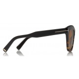 Tom Ford - Julie Sunglasses - Occhiali da Sole Quadrati in Acetato - Nero Havana - FT0685 - Occhiali da Sole - Tom Ford Eyewear