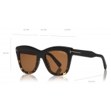 Tom Ford - Julie Sunglasses - Occhiali da Sole Quadrati in Acetato - Nero Havana - FT0685 - Occhiali da Sole - Tom Ford Eyewear