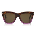 Tom Ford - Julie Sunglasses - Occhiali da Sole Quadrati in Acetato - Avana Viola - FT0685 - Occhiali da Sole - Tom Ford Eyewear