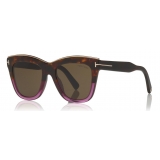 Tom Ford - Julie Sunglasses - Occhiali da Sole Quadrati in Acetato - Avana Viola - FT0685 - Occhiali da Sole - Tom Ford Eyewear