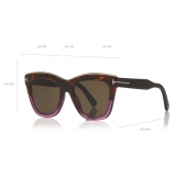 Tom Ford - Julie Sunglasses - Occhiali da Sole Quadrati in Acetato - Avana Viola - FT0685 - Occhiali da Sole - Tom Ford Eyewear