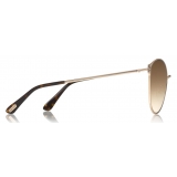 Tom Ford - Zeila Sunglasses - Occhiali da Sole Rotondi in Metalo - Oro Rosa - FT0654 - Occhiali da Sole - Tom Ford Eyewear