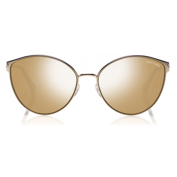 Tom Ford - Zeila Sunglasses - Occhiali Rotondi in Metalo - Oro Rosa Marroni - FT0654 - Occhiali da Sole - Tom Ford Eyewear