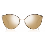 Tom Ford - Zeila Sunglasses - Occhiali Rotondi in Metalo - Oro Rosa Marroni - FT0654 - Occhiali da Sole - Tom Ford Eyewear