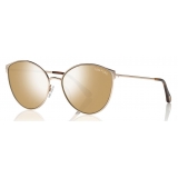 Tom Ford - Zeila Sunglasses - Occhiali Rotondi in Metalo - Oro Rosa Marroni - FT0654 - Occhiali da Sole - Tom Ford Eyewear