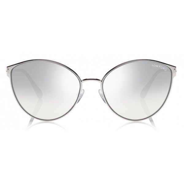 Tom Ford - Zeila Sunglasses - Occhiali da Sole Rotondi in Metalo - Oro Bianco - FT0654 - Occhiali da Sole - Tom Ford Eyewear