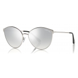 Tom Ford - Zeila Sunglasses - Occhiali da Sole Rotondi in Metalo - Oro Bianco - FT0654 - Occhiali da Sole - Tom Ford Eyewear