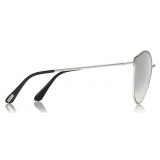 Tom Ford - Zeila Sunglasses - Occhiali da Sole Rotondi in Metalo - Oro Bianco - FT0654 - Occhiali da Sole - Tom Ford Eyewear