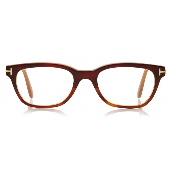 Tom Ford - Round Optical Glasses - Occhiali Rotondi in Acetato - Avana Rossa - FT5207 - Occhiali da Vista - Tom Ford Eyewear