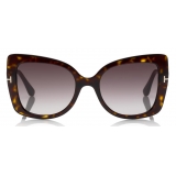 Tom Ford - Gianna Sunglasses - Occhiali da Sole in Acetato a Farfalla - Havana - FT0609 - Occhiali da Sole - Tom Ford Eyewear