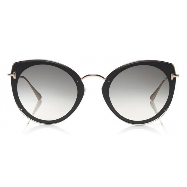 Tom Ford - Jess Sunglasses - Round Metal and Acetate Sunglasses - Black - FT0683 - Sunglasses - Tom Ford Eyewear