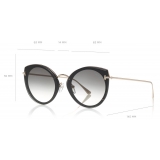 Tom Ford - Jess Sunglasses - Occhiali Rotondi in Metallo e Acetato - Nero - FT0683 - Occhiali da Sole - Tom Ford Eyewear