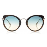 Tom Ford - Jess Sunglasses – Occhiali Rotondi in Metallo e Acetato - Avana Bionda - FT0683 - Occhiali da Sole - Tom Ford Eyewear