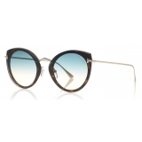 Tom Ford - Jess Sunglasses – Occhiali Rotondi in Metallo e Acetato - Avana Bionda - FT0683 - Occhiali da Sole - Tom Ford Eyewear